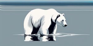 Oso polar cerca de lago derretido por el cambio climático