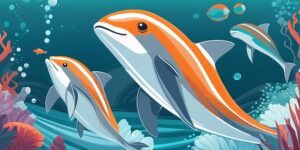 Delfín nadando en océano contaminado