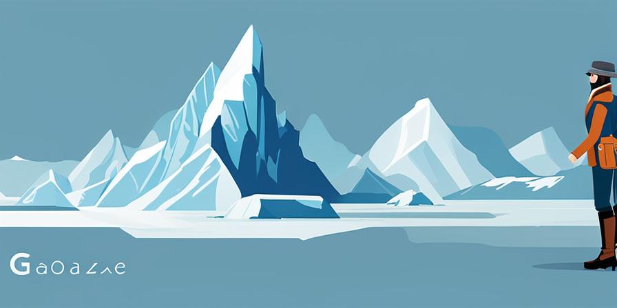 Persona en medio de glaciares en retroceso
