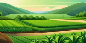Campo de cultivo verde con sistema de riego eficiente