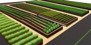Sistema de riego por gravedad eficiente en campo de cultivo
