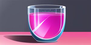 Vaso de agua brillante bajo luz UV
