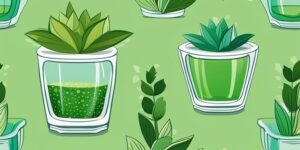 Vaso de agua con plantas verdes